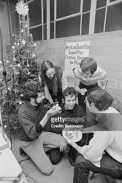 Christmas party for Americans who fled to Canada to avoid the military draft during the Vietnam War. The party was sponsored by the Montreal American...
