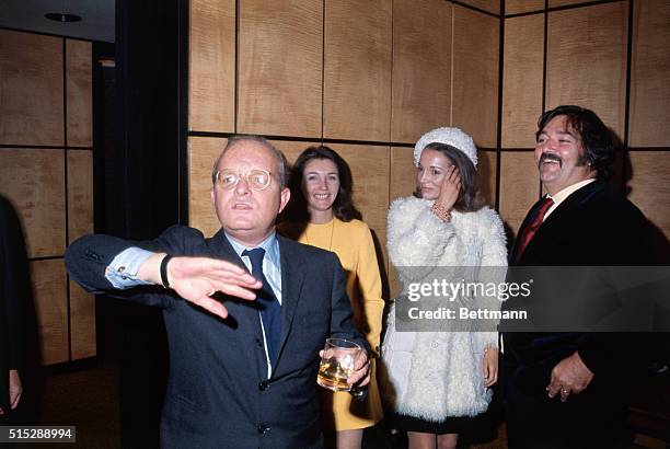 New York, New York: Writer Truman Capote attends reception at Four Seasons following a screening of his new film, Trilogy: An Experiment in...