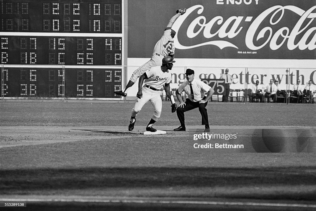 Rico Carty Standing Safe on Second During Baseball Game