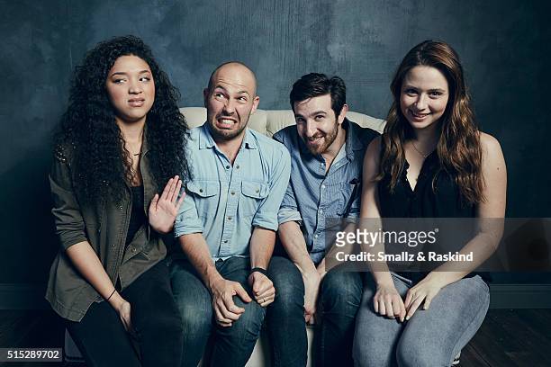 Actress Gabrielle Elyse, writer/directors Benji Kleiman, Stephen Cedars and actress Mary Nepi of 'Snatchers' are photographed in the Getty Images...