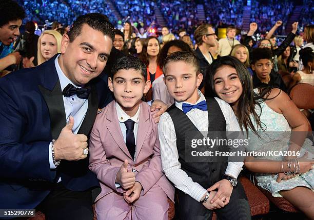 Personality Buddy Valastro, Buddy Valastro Jr., Marco Valastro, and Sofia Valastro attend Nickelodeon's 2016 Kids' Choice Awards at The Forum on...