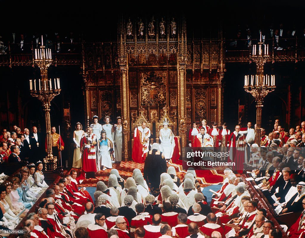 Queen Elizabeth II Seated at Her Throne