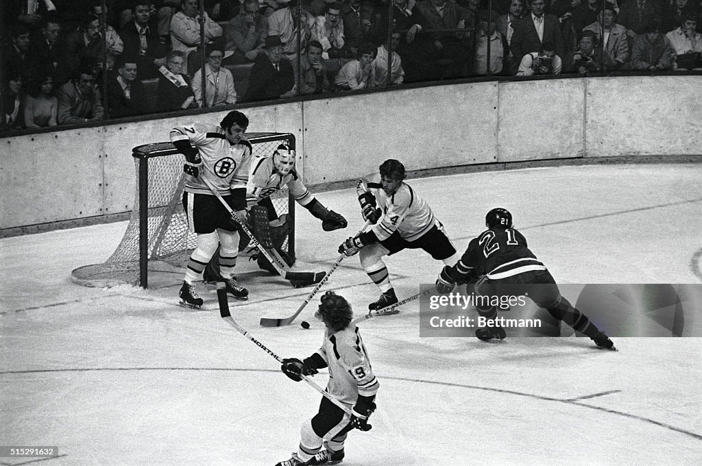 Bobby Orr Playing Defense in Hockey Game
