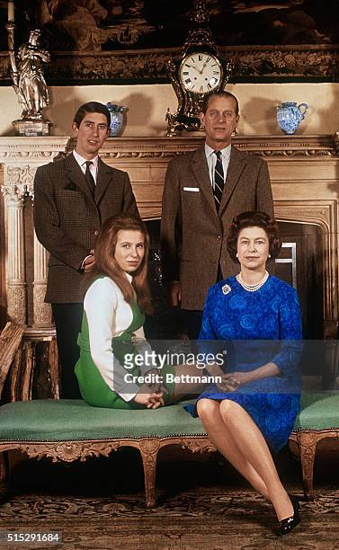Sandringham, Norfolk, England: The Royal Family poses in the salon at Sandringham House. The photo session was in connection with their forthcoming...