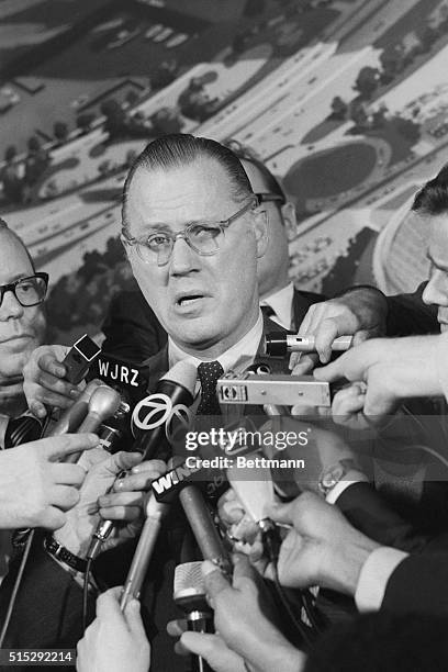 New York: Bowie Kuhn Announces Suspension. Commissioner Bowie Kuhn faces a battery of newsmen's microphones at his offices here Feb. 19th after...