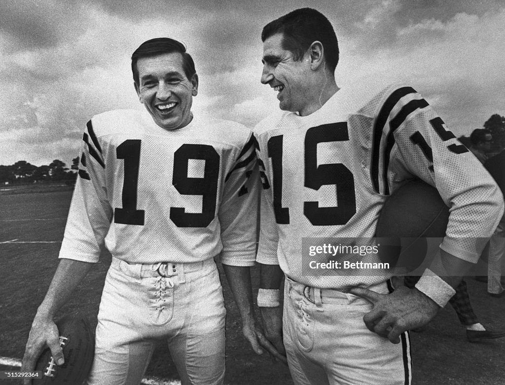 Johnny Unitas and Earl Morrall at Football Practice