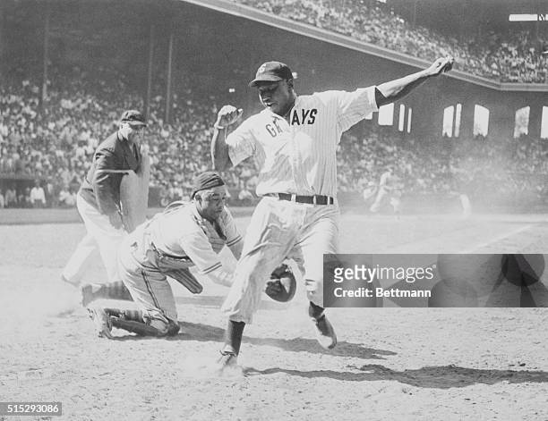Josh Gibson of East is out at home in the fourth inning of the 12th annual East-West All Star Negro baseball game at Comiskey Park. Gibson was put...