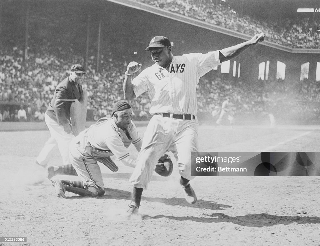 Josh Gibson Being Tagged Out at Home Plate