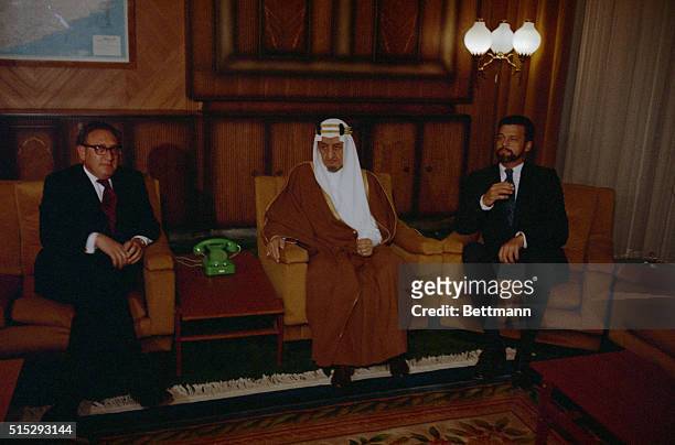 Secretary of State Henry Kissinger with Saudi Arabia's King Faisal in Riyadh.