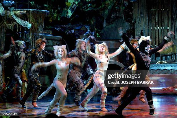 Andrew Lloyd Webber's British cast perform Cats, the world's longest-running musical, on the opening night of the annual Beiteddine Festival, in the...