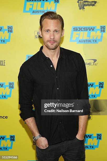 Actor Alexander Skarsgard attends the "War On Everyone" premiere during the 2016 SXSW Music, Film + Interactive Festival at Topfer Theatre at ZACH on...