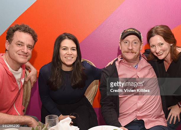 Actors Matt Besser, Abbi Jacobson, Matt Walsh and Publisher of Entertainment Weekly Ellie Duque attend a dinner hosted by Entertainment Weekly...