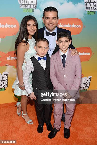 Sofia Valastro, Marco Valastro, Buddy Valastro, and Buddy Valastro Jr. Attend Nickelodeon's 2016 Kids' Choice Awards at The Forum on March 12, 2016...