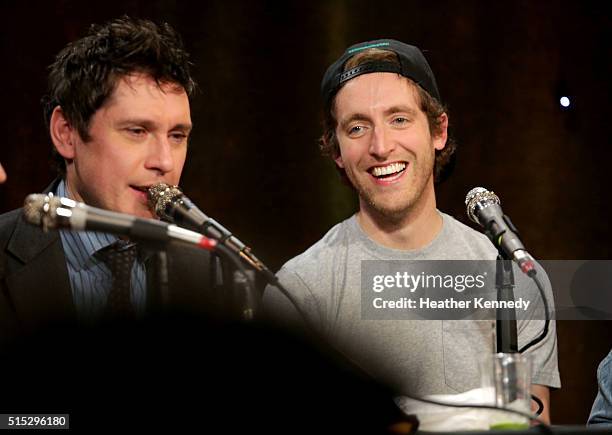 Jeff B. Davis and Thomas Middleditch speak onstage at HarmonQuest during the 2016 SXSW Music, Film + Interactive Festival at Esther's Follies on...