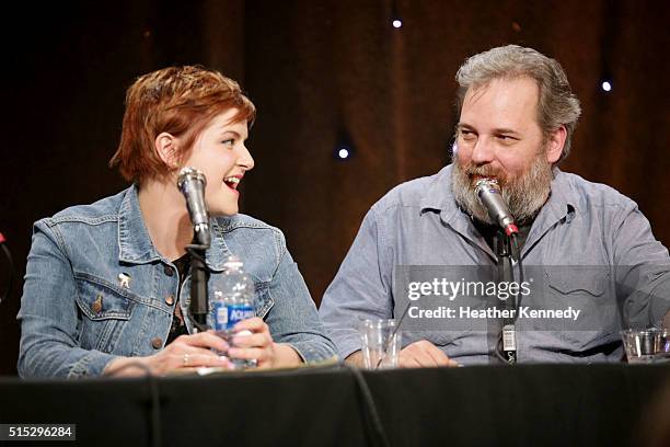 Erin McGathy and Dan Harmon speak onstage at HarmonQuest during the 2016 SXSW Music, Film + Interactive Festival at Esther's Follies on March 12,...