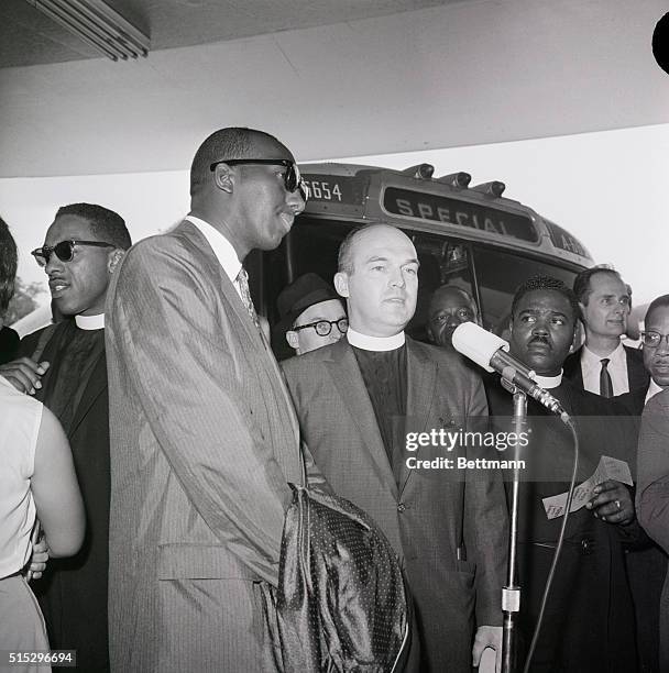 Washington, DC: Some 32 Freedom Riders, including Protestant and Jewish clergymen, here for a 3 day test of bus desegregation between here and...