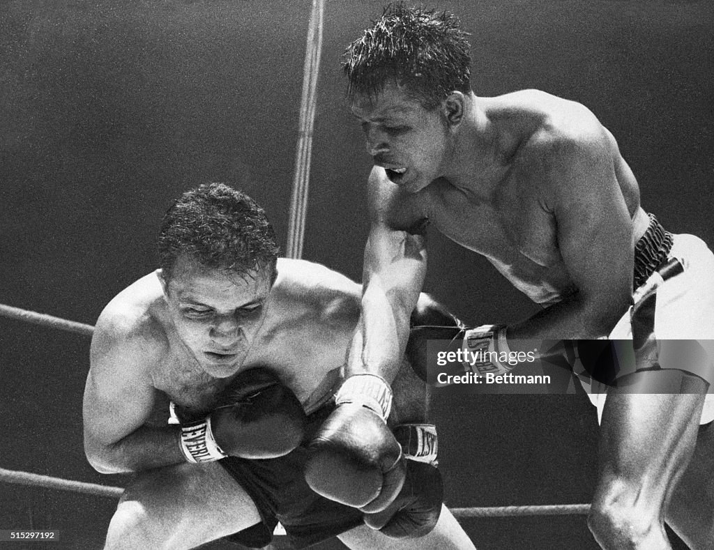 Sugar Ray Robinson Fighting Jake Lamotta for Championship