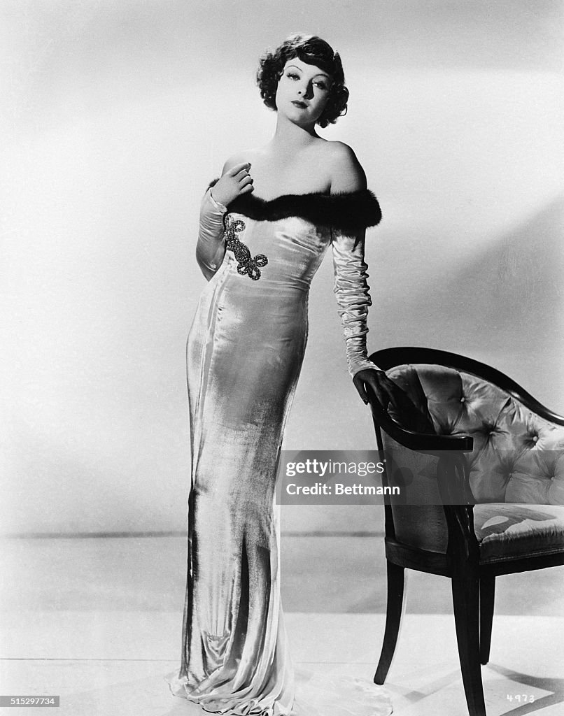 Myrna Loy In Glamorous Velvet Gown