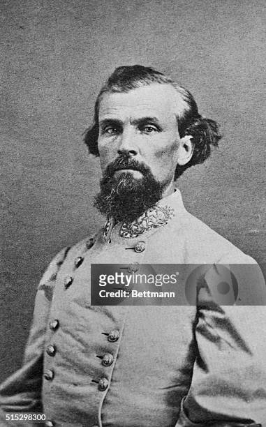 Confederate Major General, Nathan Bedford Forrest, . He was also the founder of the Ku Klux Klan, and leader from 1866-1869. Undated photograph.