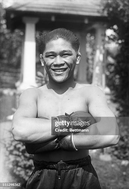 1923Photo shows close-up of Pancho Villa- with a winning smile.