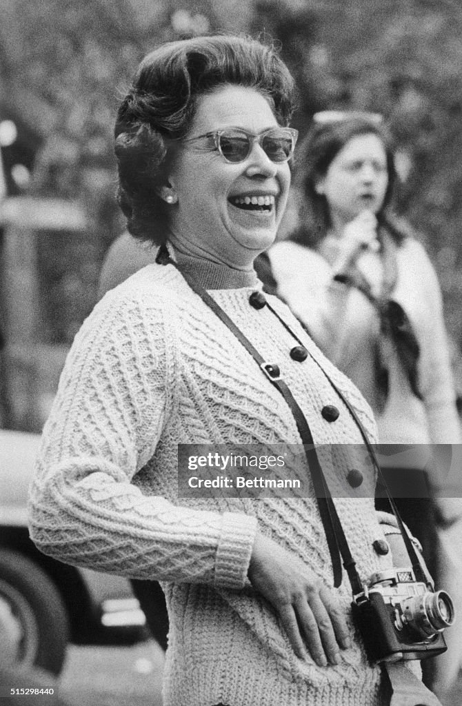 Queen Elizabeth In Sunglasses Laughing