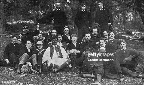 Group portrait of the American and Greek victors, contestants, and officials of the Olympic Games. Screened image, 1896.