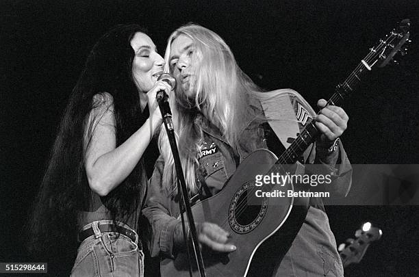 Brussels, Belgium-Gregg and Cher Allman sing "Love the One You're With" during their Brussels concert.