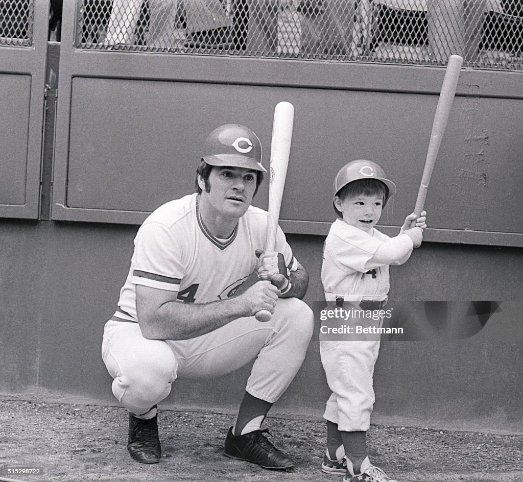 Pete Rose And Son Holding Bats