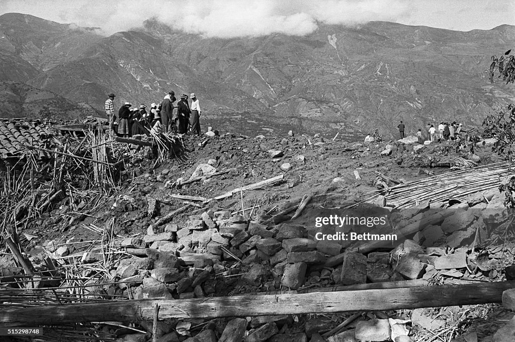 Villagers Walk In Avalanche Aftermath