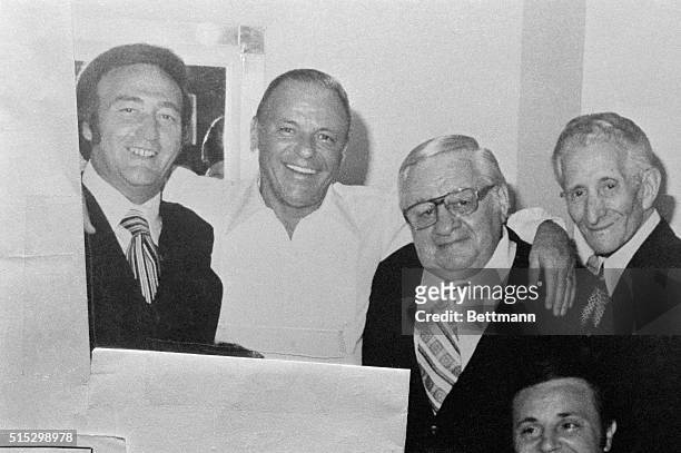 New York- Frank Sinatra is shown in his dressing room at Westchester Premier Theater in Sept. 1976 with : Gregory DePalma, a defendant in the case;...