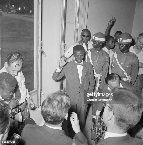 Leopoldville, Congo- Joseph Ileo, coming out of the Senate room after he was elected Speaker of the Congolese Senate June 22nd. 38-year-old Ileo was...