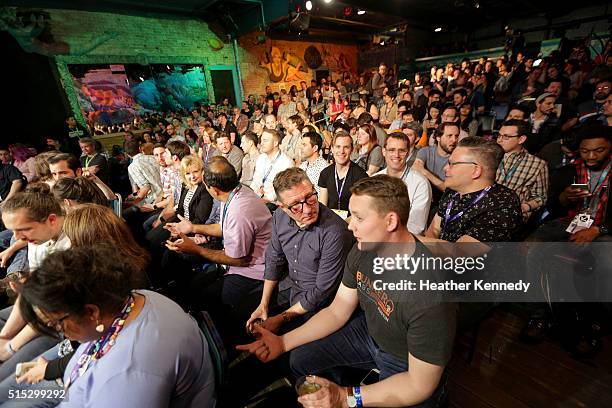 View of the audience at HarmonQuest during the 2016 SXSW Music, Film + Interactive Festival at Esther's Follies on March 12, 2016 in Austin, Texas.