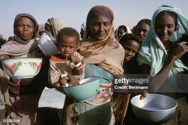 El Obeid, Sudan; Scenes of the feeding program in famine plagued Western Sudan. Photo was taken during Edward Kennedy's trip to Africa to view the...