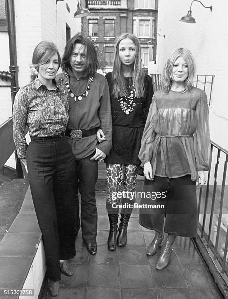 From left are sixties icons Christine Keeler, David Bailey, Penelope Tree, and Marianne Faithfull.