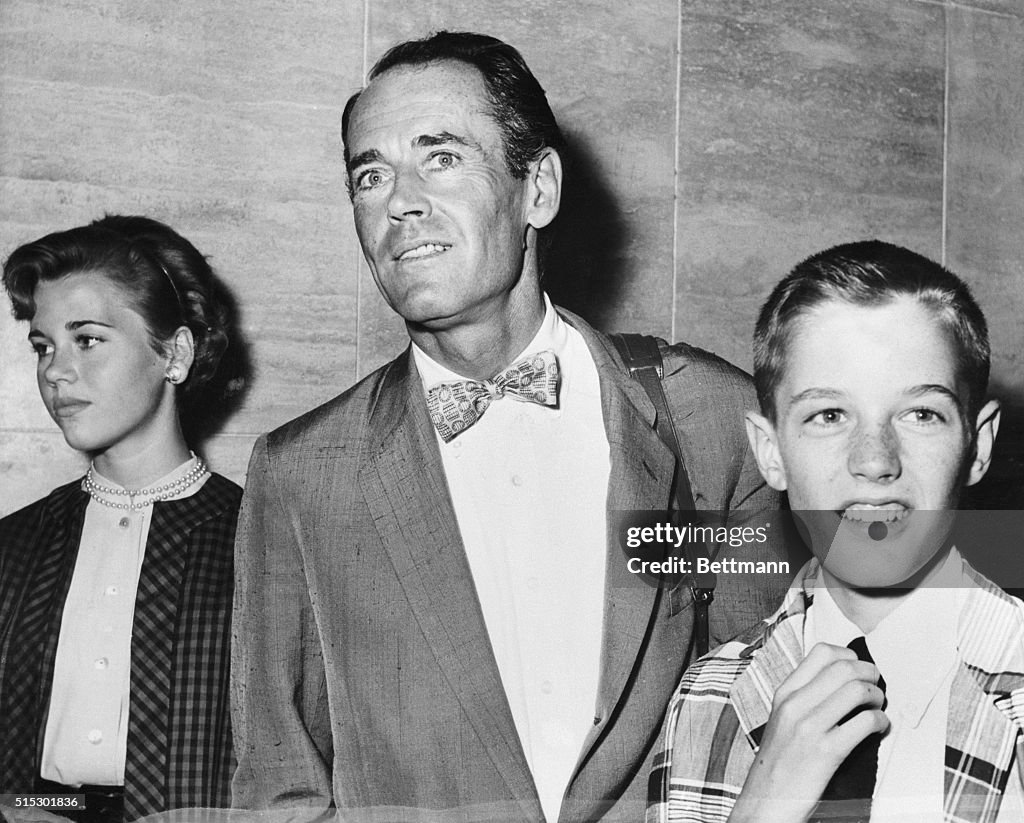 Henry Fonda with Children Jane and Peter, 1955