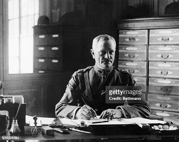 Chaumont, France-ORIGINAL CAPTION READS: General John J. Pershing at his desk at Chaumont. Photographed during World War I .