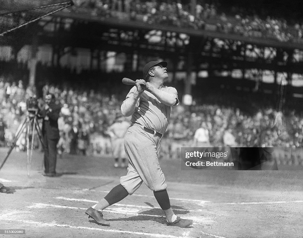 Babe Ruth Practicing