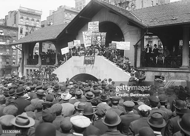 Meeting in sympathy with the Laidlaw, Colorado strikers. Alex Berkman is shown speaking.