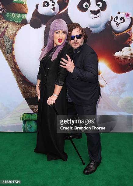 Kelly Osbourne and Jack Black arrive for the Australian premiere of Kung Fu Panda 3 at Hoyts Cinemas, The Entertainment Quarter, Moore Park on March...