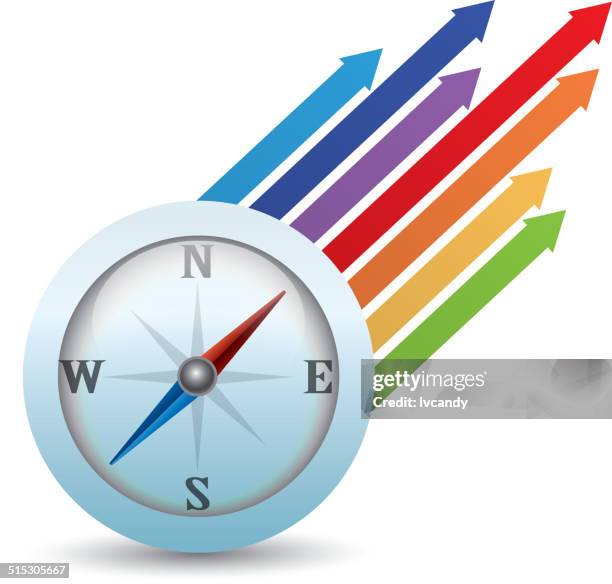 compass and arrows - compass white background stock illustrations