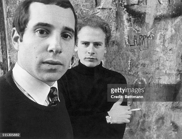 Picture shows singing artists, Paul Simon and Art Garfunkel, who will be appearing on, "The Smothers Brothers Comedy Hour"