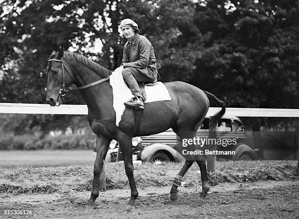 Saratoga Springs, New York: War Admiral. The "Admiral" Trots Along at Saratoga. Samuel D. Riddle's "War Admiral," son of "Man-O-War" trots along the...