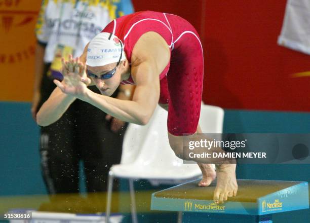 England's Karen Pickering in action during the 2002 Manchester Commonwealth Games women's 100m freestyle first round 31 July 2002. AFP PHOTO DAMIEN...