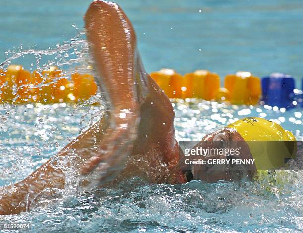 Australian Grant Hackett in action during the 2002 Manchester Commonwealth Games men's 1500m freestyle first round 03 August 2002. Hackett won the...