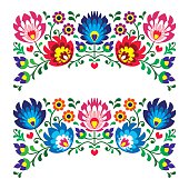 Polish floral folk art embroidery patterns for card