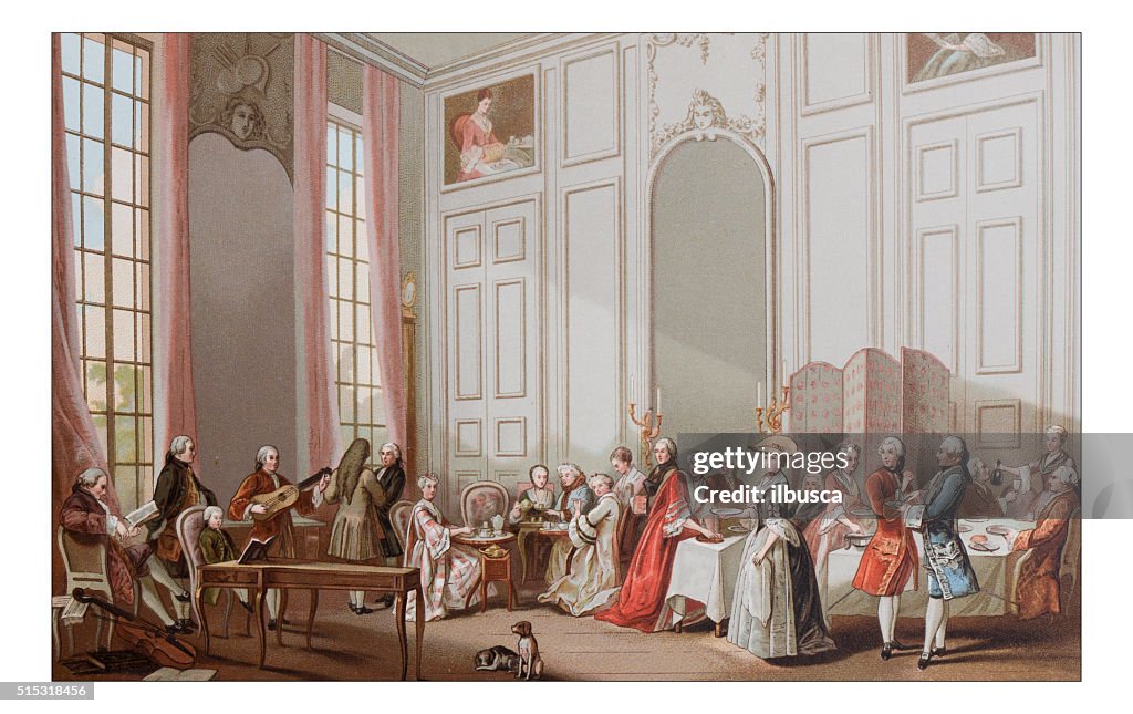 Ancienne illustration de luxe de thé