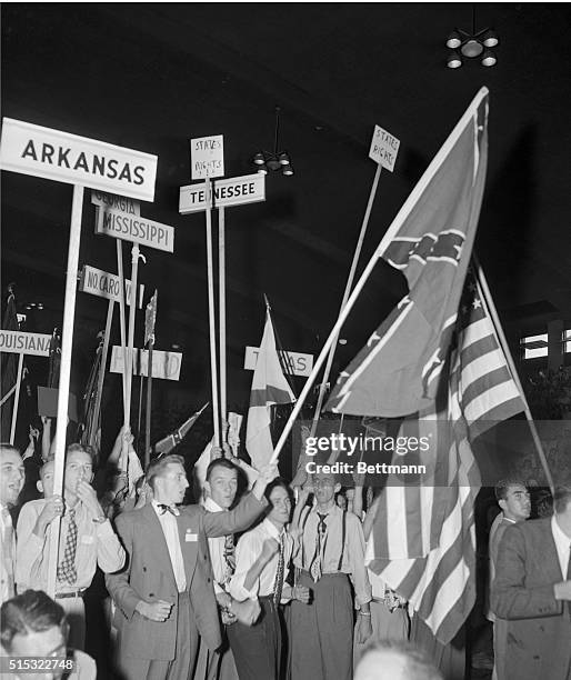 Students from the University of Mississippi, Birmingham Southern College and other southern schools join in the parade here, as Governor J. Strom...