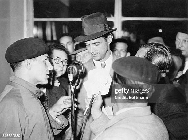 Howard Hughes, millionaire aviator and movie producer, right before his departure from Le Bourget to Moscow.