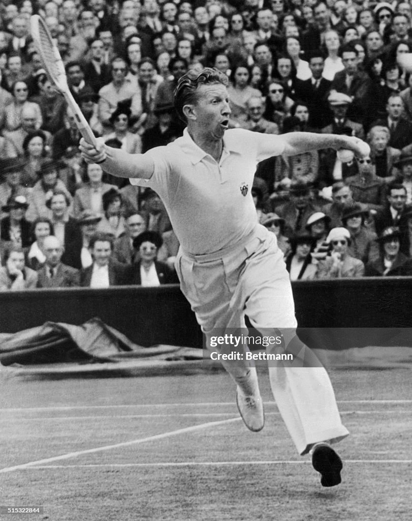 Don Budge Chasing Down Shot at Wimbledon