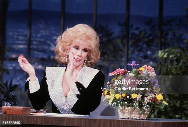 The talented comedienne and television star Joan Rivers hosts an episode of the Tonight Show.